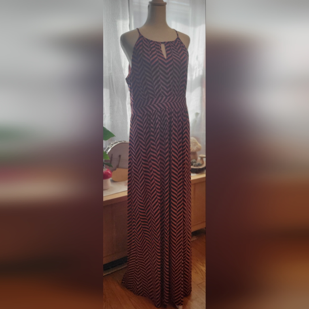 Ann Taylor Loft Navy/Orange maxi dress